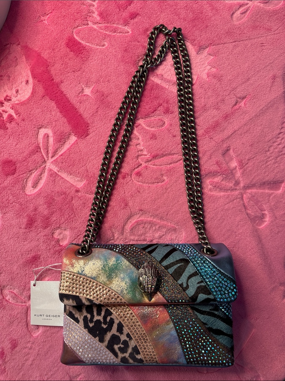 Kurt Geiger Kensington Collector • Mixed Leathers • Iridescent Blue • NWT - Picture 3 of 9